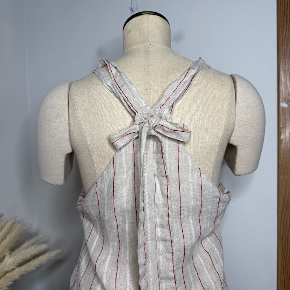MAVEN WEST Jute Red Stripes Linen Tie Back & Shorts Matching Set S/M USA Made - Picture 3 of 16